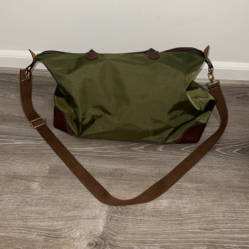Army Green Vinyl Overnight Duffle Bag